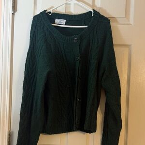 Old Navy Dark Green Cable Knit Button-Up Cardigan